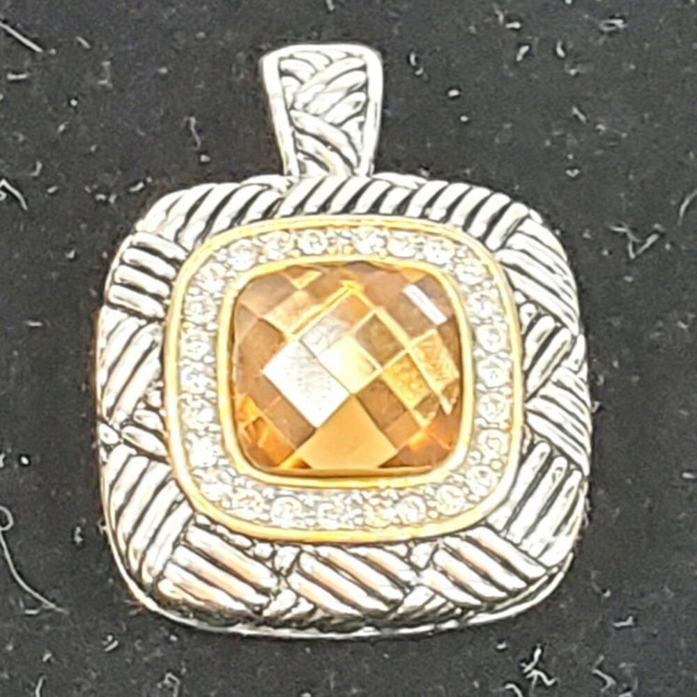 Topaz Brown Fashion Pendant Hallow Back Hearts 1.5"